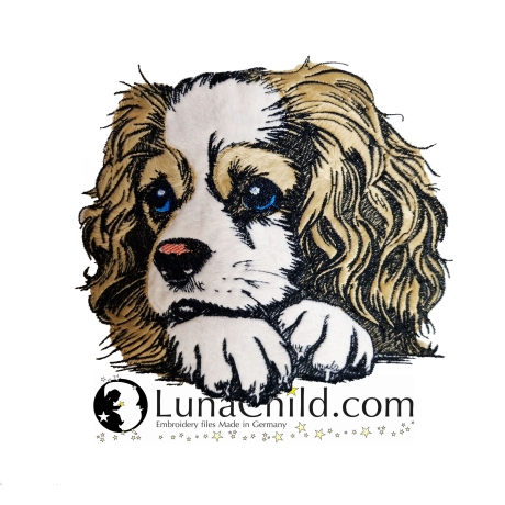 NEU Stickdatei Applikation King Charles Spaniel Lotte