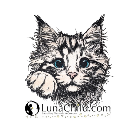 NEU Stickdatei Applikation Katze Kitten Tabby Lunachild