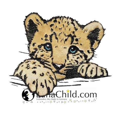 NEU Stickdatei Applikation Leopard Finn