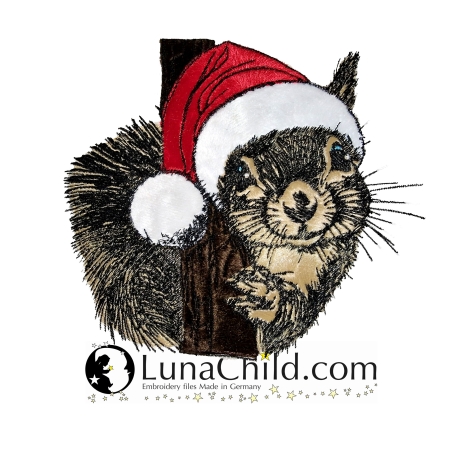 NEU Stickdatei Eichhörnchen Weihnachtsmütze Britta 