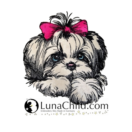 NEU Stickdatei Applikation Shih Tzu Laila Hund