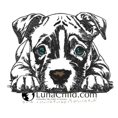 NEU Stickdatei Staffordshire Bullterrier Welpe Jan