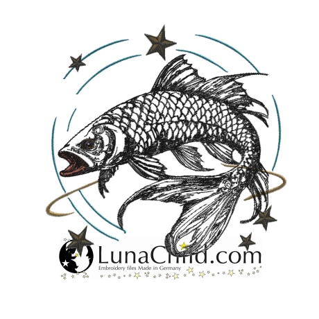 Neu Stickdatei Sternzeichen Fisch realistisch Lunachild