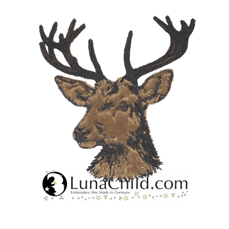 NEU Stickdatei Applikation Hirsch Ben