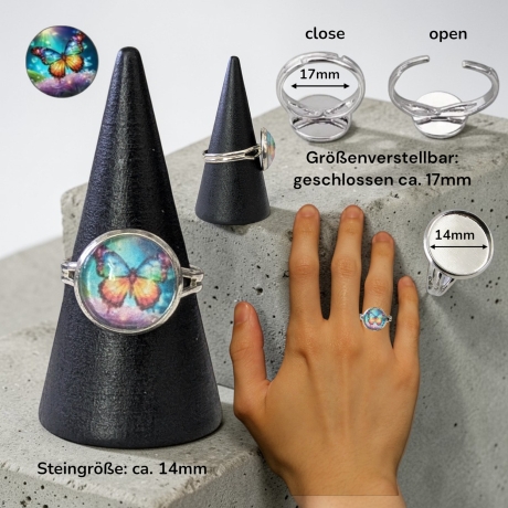 Fingerring 14mm Motivstein