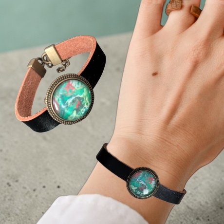 Lederarmband mit Motivstein