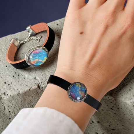 Lederarmband mit Motivstein