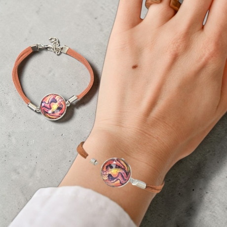 Armband Braun mit Motivstein