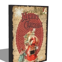 Holzschild-Shabby Weihnachtsmann VII