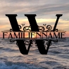 Aufkleber Monogramm W mit Familiennamen
