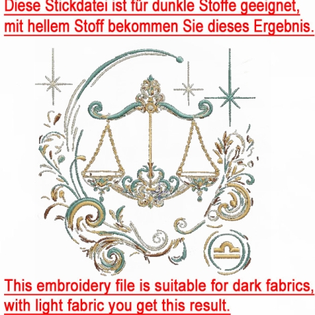 Neu Stickdatei Sternzeichen Waage LunaChild Zodiak