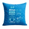 Kissen 40x40 cm SCHLEIFE BOY personalisiert mit Geburtsdaten/Name