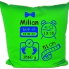 Kissen 40x40 cm SCHLEIFE BOY personalisiert mit Geburtsdaten/Name