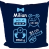 Kissen 40x40 cm SCHLEIFE BOY personalisiert mit Geburtsdaten/Name