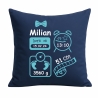 Kissen 40x40 cm SCHLEIFE BOY personalisiert mit Geburtsdaten/Name