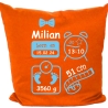Kissen 40x40 cm SCHLEIFE BOY personalisiert mit Geburtsdaten/Name