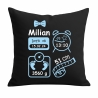 Kissen 40x40 cm SCHLEIFE BOY personalisiert mit Geburtsdaten/Name