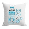 Kissen 40x40 cm SCHLEIFE BOY personalisiert mit Geburtsdaten/Name