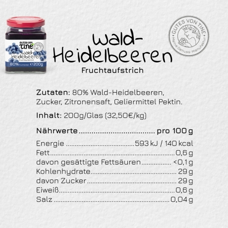 WALD-HEIDELBEER-Fruchtaufstrich Gourmet-Marmelade handgem. Vegan