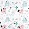 Baumwollstoff Waldtiere Fuchs Bär Hase Rosa Mint 0,5 m