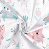 Baumwollstoff Waldtiere Fuchs Bär Hase Rosa Mint 0,5 m
