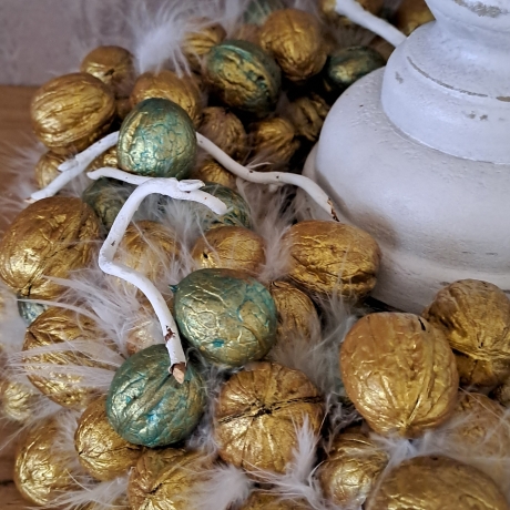 Kranz Tischkranz Wandkranz Walnüsse Deko Herbst gold Dekokranz