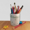 Tasse mit Schäfchenaufklebern, Stiftebecher | Einschulung