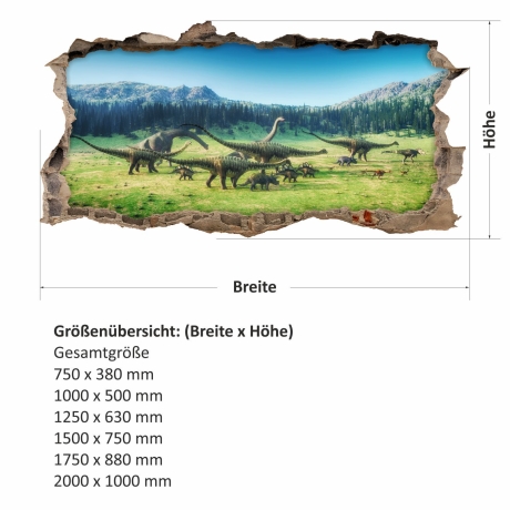 221 Wandtattoo Dino Wanderung - Loch in der Wand - Wanddeko