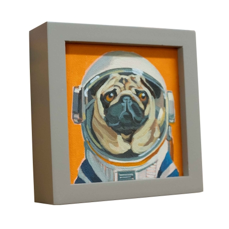 Space Mops, Original, handgemalt, Acrylbild, 10x10 cm, gerahmt