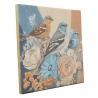 Singvögel und Blumen, Ölgemälde, Unikat, 30 x 30 cm