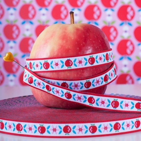 REST 90 cm Webband Sweet apple ivory Äpfel Blume Apfel Apfelblüte