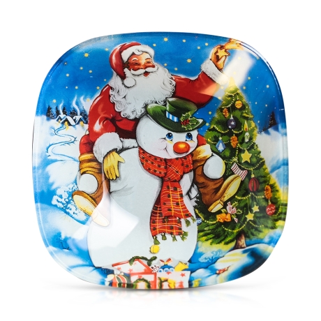 Porzellan-Teller Niko-Schneemann-Baum, neu, 20 cm rund