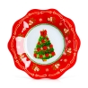 Porzellan Weihnachtsteller, rot, 25 cm, rund, Handarbeit