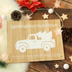 Weihnachtscountdown Holz Deko-Schild | Adventskalender Truck