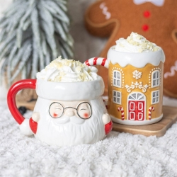 Weihnachtstasse Weihnachtsmann mit Brille aus Keramik