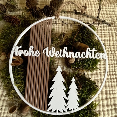 Moderner Türkranz Weihnachten – 3D-Druck mit „Frohe Weihnachten“