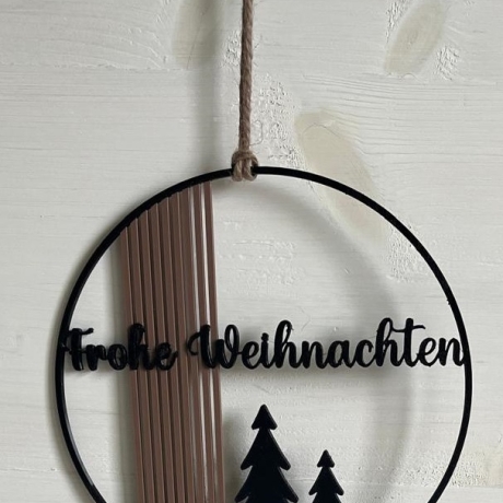 Moderner Türkranz Weihnachten – 3D-Druck mit „Frohe Weihnachten“