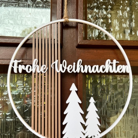 Moderner Türkranz Weihnachten – 3D-Druck mit „Frohe Weihnachten“