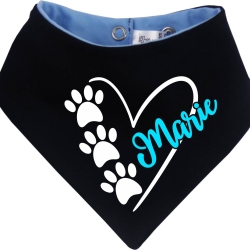 Hunde Wende Halstuch Multicolor HERZ 3 PFOTEN + Name des Hundes
