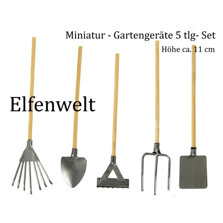Elfenwelt Gartenwerkzeug, Geräte 5tlg. für Elfen Feen & Wichtel 