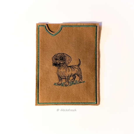 Heimtierausweis, Filz, braun, Dackel, Dachshund, Impfpasshülle