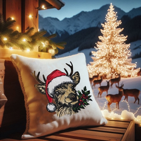 NEU Stickdatei Hirsch mit Weihnachtsmütze Blade