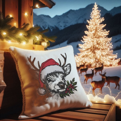 NEU Stickdatei Hirsch mit Weihnachtsmütze Blade