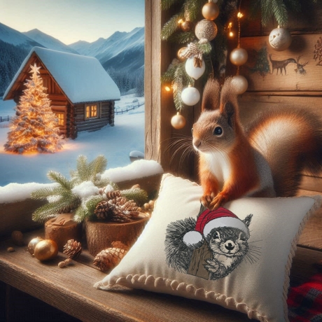 NEU Stickdatei Eichhörnchen Weihnachtsmütze Britta