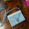 Perlen-Handtasche Abendtasche Theatertasche Damenhandtasche blau