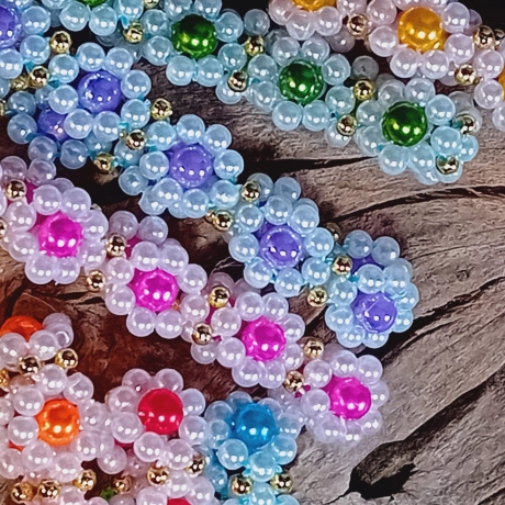 Armband Gänseblümchen Orange Perlenschmuck niedlich Armreifen 