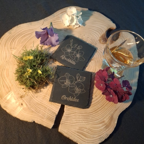Blumen Schiefer Untersetzer – 6er Set