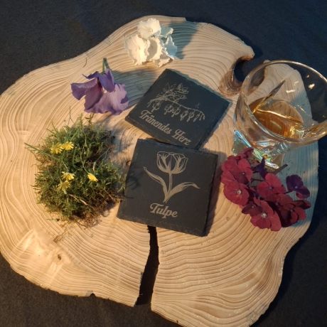 Blumen Schiefer Untersetzer – 6er Set