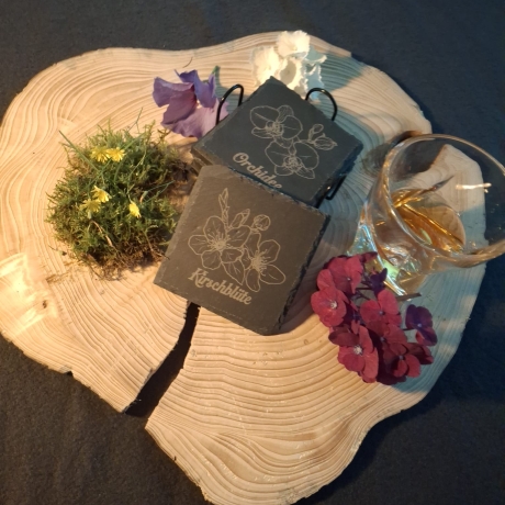 Blumen Schiefer Untersetzer – 6er Set