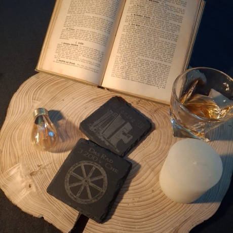 Erfindungen der Zeit Schiefer Untersetzer – 6er Set